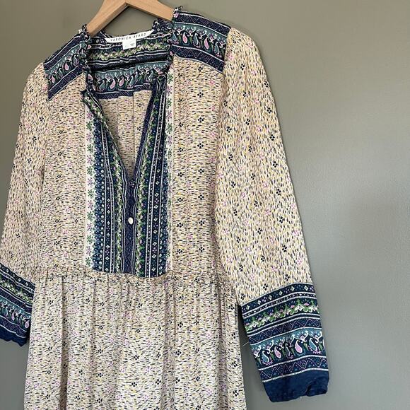 Veronica‎ Beard Lumi Dress Size 2 Silk Cream Beige Blue Floral Ruffles Chic Sexy - Picture 9 of 16